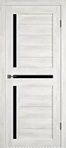 Межкомнатная дверь Atum X-16 VFD, беленый дуб, стекло - black gloss (черное)