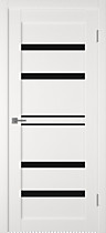 Дверь межкомнатная Atum Pro X26 VFD, Milky white, черное стекло 