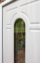 Дверь входная для улицы со стеклопакетом и ковкой 11см Венеция 