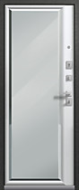 Дверь входная для квартиры LUX-1, внутрь кашемир белый с зеркалом фацетом, Центурион