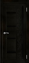 Межкомнатная дверь Азалия ПО, акация черная, стекло черное лакобель (black)