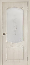 Межкомнатная дверь Фоман ПО, матовое стекло с рисунком, беленый дуб 