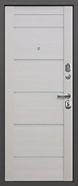 Дверь входная для квартиры 9 см серебро лиственница бежевая царга Феррони, внутрь астана милки, вставки стекло