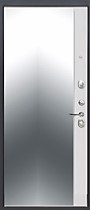 Дверь входная для квартиры 9см серебро с зеркалом, внутрь эмалит белый (Ferroni)