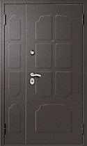 Дверь двухстворчатая Александрит 221, внешняя букле серый, приварной декор на металле