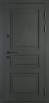 Дверь входная для квартира Санто-2 (Santo-2 Light), внешняя черный металлик с объемный декоративным рисунком на металле