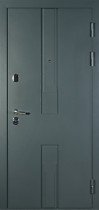 Дверь входная для квартиры Санто-3, внешняя черный металлик, объемный декоративный рисунок на металле