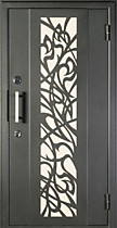 Дверь для квартиры Сириус, внешняя черный металлик с лазерной резкой
