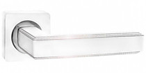 Дверная ручка Арона (Renz), матовый супер белый - хром блестящий