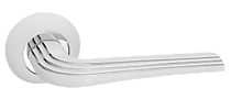 Дверная ручка Терамо (Renz), матовый супер белый - хром блестящий