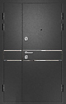 Дверь входная Медея-321 М3 две створки Ретвизан, внешняя черный сатин с вставками 