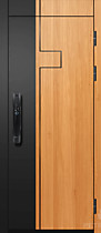 Двер входная Орфей-711, внешняя софт черный | вишня оксфорд c молдингом