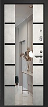 Дверь входная для квартиры с зеркалом Орфей-600 бетон снежный Ретвизан, внутрь МДФ бетон темный, зеркало